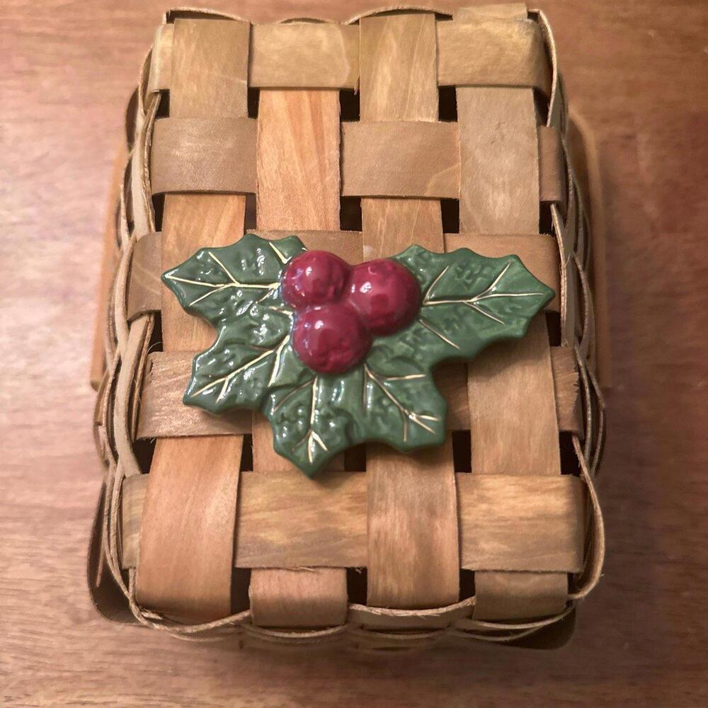 RARE HTF RETIRED Nora Fleming Mini Holly & Berry Embossed NF Initials